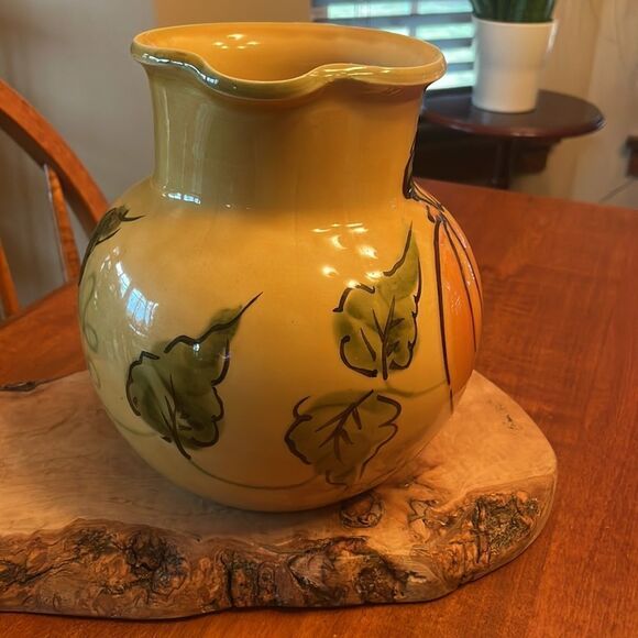 William Sonoma Hand Painted Fall Harvest Pitcher - Picture 2 of 10